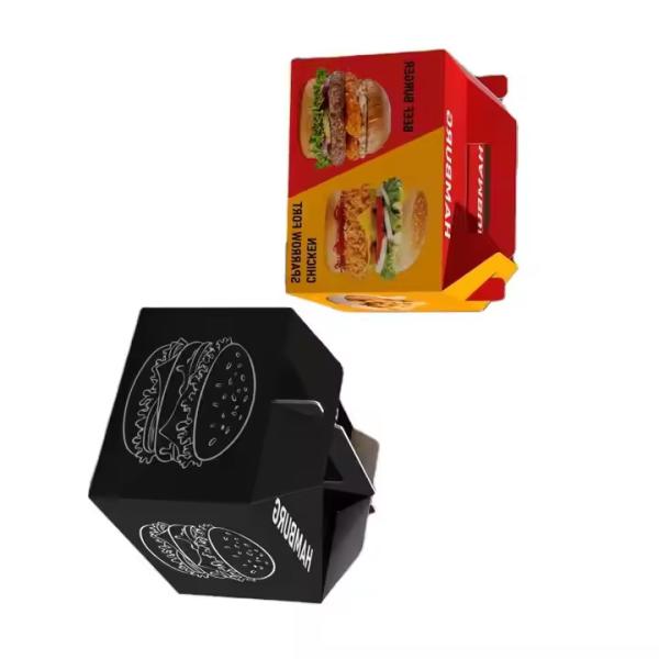 Custom Portable Fried Chicken Hamburger Sandwich Boxes with Stamping Printing