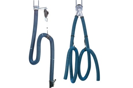 Simple type with double suction exhaust extractor hose reel--Vehicle exhaust