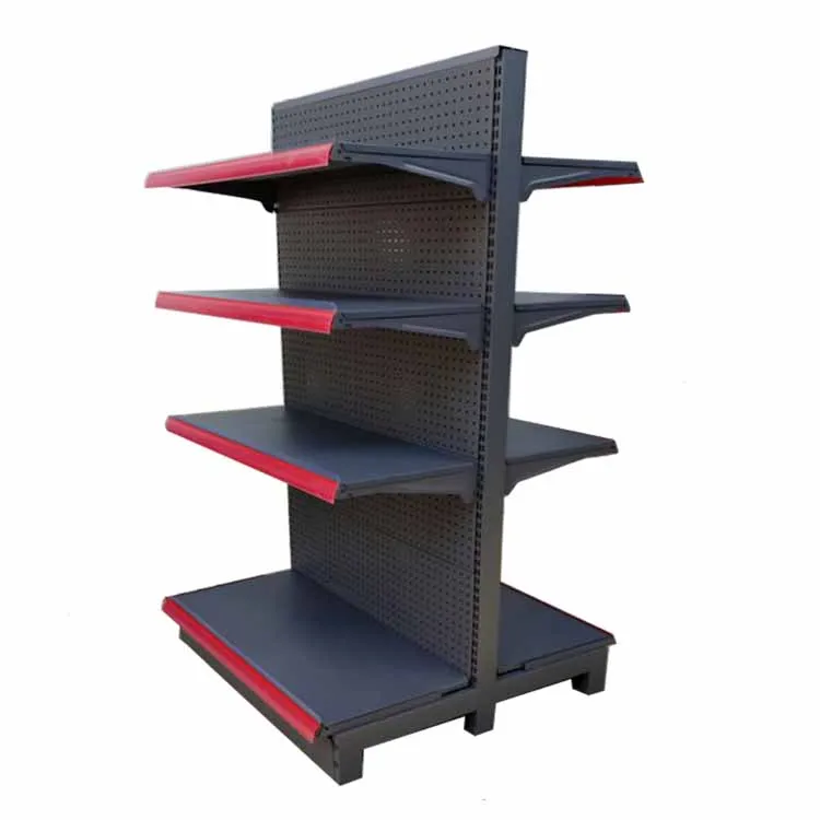 Factory Customized Color Size Logo white double side supermarket shelf grocery rack gondola rack