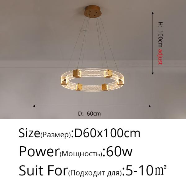 Luxury Chandelier Lights For Living Room Bedroom Kitchen Parallel Ring LED Chandelier(WH-MI-187)