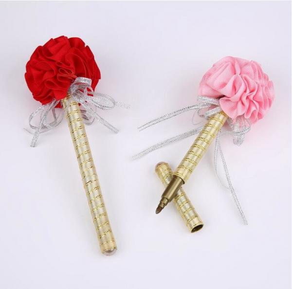 Quality Wedding Creative Signature pen flower design with Ribbon pendants Wedding Gift Pen promotion gift wholesale