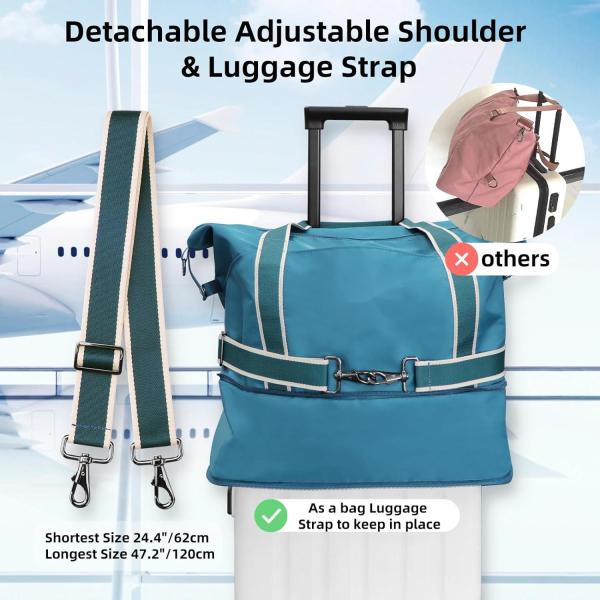 Foldable Waterproof Weekender Overnight Carry On Gym Luggage Custom Travel Bag with Detachable Shoulder Strap