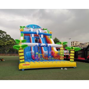 Digital Printing Palm Tree 2hp Inflatable Bouncer Slide