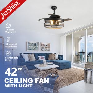 42 Inches Black Ceiling Fan with Hidden Blade and Remote Control LED Light Kit