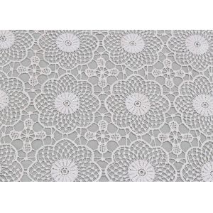 China White Water Soluble Lace , Embroidered Guipure Venice Lace Fabric For Bridal Dress on sale