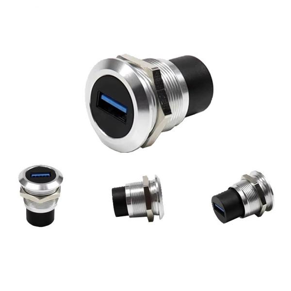 Watertight Panel Mount Connector IP67 Push Locking Industrial Electronics