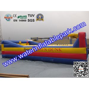 Three Lane Inflatable Bungee Run Game With Basketball Hoop Customized Size