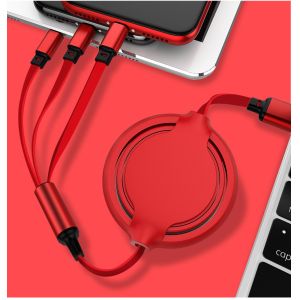Multi Retractable Fast Charger Cord 1.2m Liquid Silicone Multiple Charging Cable