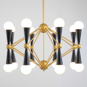 Creative Bean Shape Dual Heads Erected Pipe Caracas 16-Light black chandelier(WH