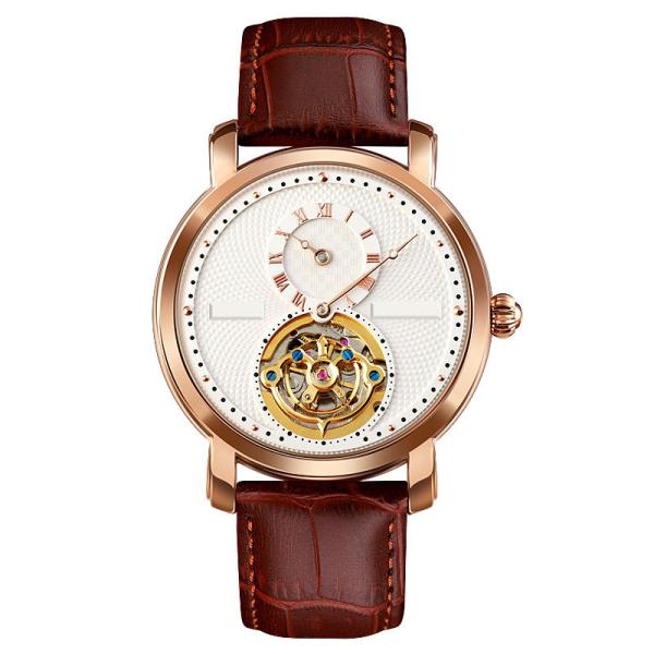 Waterproof Rotary Automatic Skeleton Watch , A Half Needle Tourbillon Mechanical