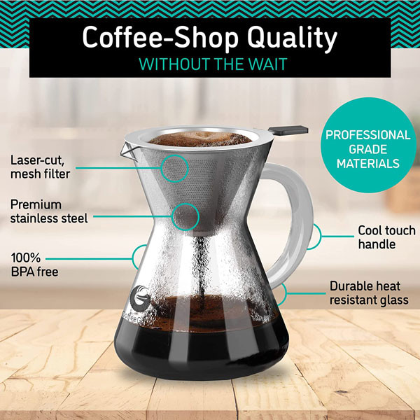 Modern Essential Barista Tools Drip Coffee Brewer Pour Over Set 14Oz