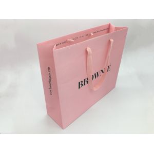 Foldable Recyclable Custom Printed Paper Bags With Handles 410x530x120 Mm