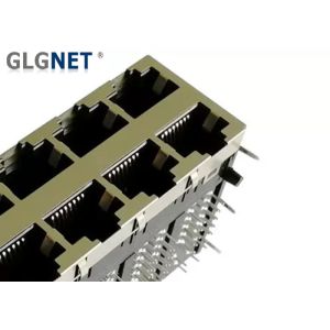 Stacked RJ45 PCB Ethernet Connector 2x4 1G Integrated Magnetic Supports PoE+