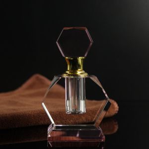 6ml Pink Crystal Perfume Bottle with Engraved Design