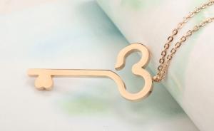 Cheap Fashion women jewelry key pendant necklace titanium steel rose gold plating necklaces for sale