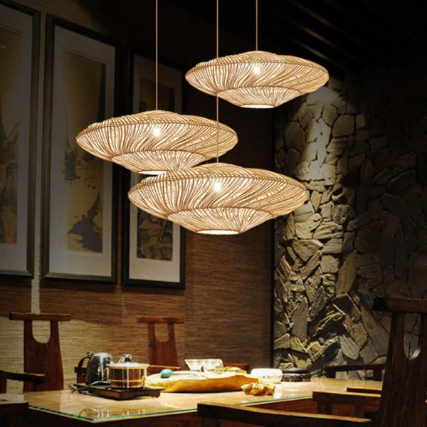 Quality UFO Shades Rattan Lamp Creative Chinese Style Pendant Lights Wooden Suspension lamp（WH-WP-54) wholesale