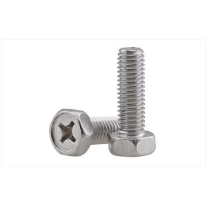 China Cross Recessed Drive Stainless Steel Hex Head Screws For Auto Valve Pump And Motor on sale