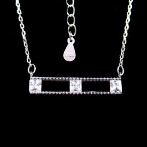 Dancing Pendant Sterling Silver Cubic Zirconia Necklace With Red Point Round