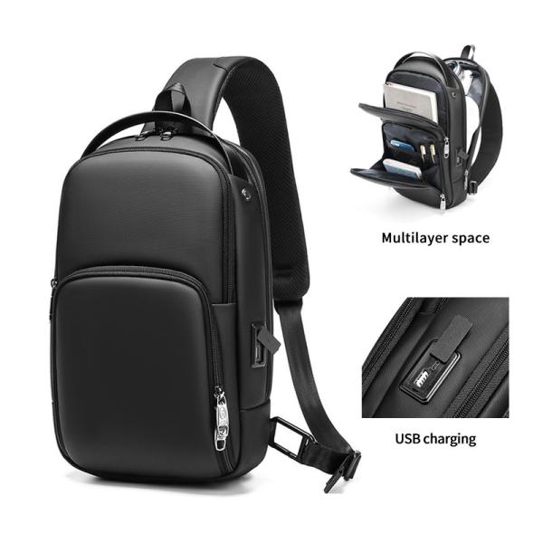 Quality High quality printed logo new casual Shoulder Sling Crossbody Bag Custom logo Travel Men's Chest Bags wholesale