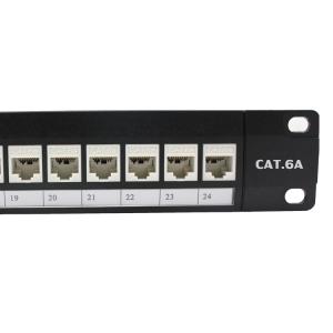 Cheap 19'' 1u 24 Port Rj45 Loaded Patch Panel , Cat6a Patch Panel With Module Jack for sale