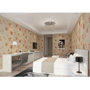 China 0.53*10M Removable Rustic Style Wallpaper , Embossed Floral Pattern Wallpaper on sale