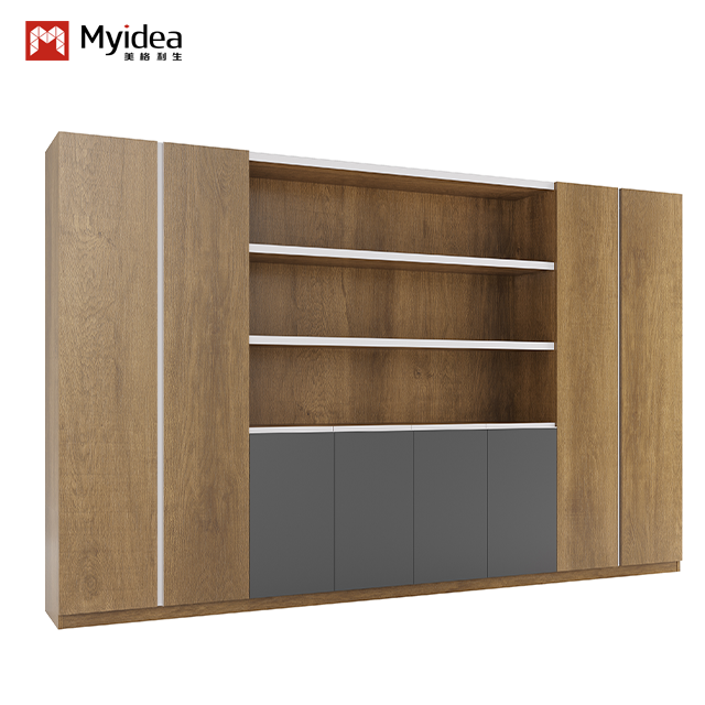 Large Office Back Cabinet With Aluminum Alloy Edging Design, Book Display, Independent Office Back Cabinet