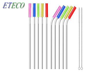 10.5" Long Cocktail Straws With Handy Cleaning Brush Easy Care Long Use Time