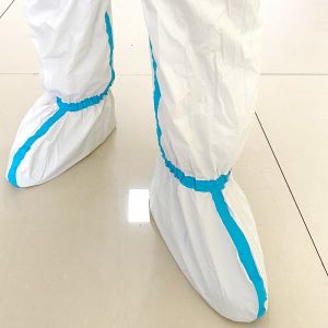 Double Zip Custom White Disposable Coverall With Elastic Band Boots For Oil