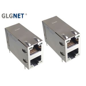 Cheap Light Pipe 10G RJ45 Connector Modular Jack 4 Channels 2 Port Stacked Structure for sale