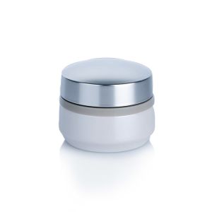 50ml Grey White Plastic Face Cream Jar With Silver Cap Unisex Frosted Plastic