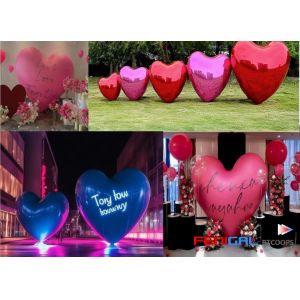 Christmas Big Inflatable Heart Inflatable Balls Shiny Hear Inflatable Mirror