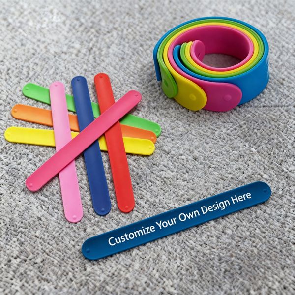 Custom Print Logo Silicone Slap Bracelets with Hot Runner and Customizable Size