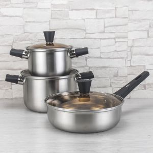 Hot Sale Pot Set New Bakelite Binaural Handle Cooking Soup Pot Set 304 Stainless
