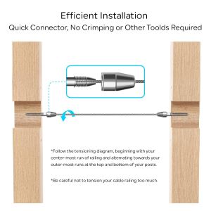 T316 Stainless Steel Cable Railing Hardware with 800 Tons Tensile Strength for 1