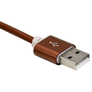 PU Leather Micro USB Cable 2.4A Nylon Bradied Data Sync Function 4.2mm OD