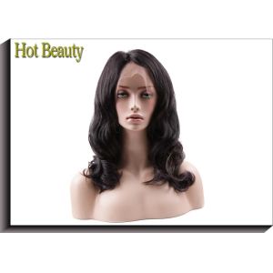 China Glueless Human Hair Full Lace Wigs Body Wave , Bleached Knots Real Hair Wigs on sale