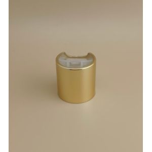 Golden Aluminium-Plastic Round Smooth Cap with Clear Button for Skincare Bottles