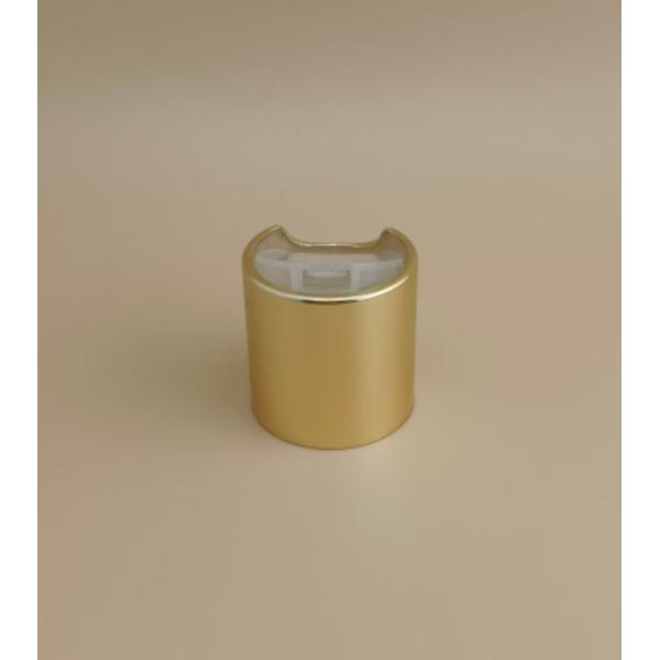 Quality Golden Aluminium-Plastic Round Smooth Cap with Clear Button for Skincare Bottles wholesale