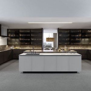 China Custom Wood Kitchen Cabinets Trade Modern Fitted Complete Kitchens Design Units on sale