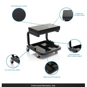 Padded Heavy Duty Adjustable Mechanic's Roller Seat