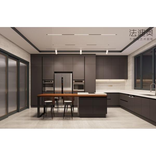 Charcoal Black Elegance Stainless Steel Kitchen Cabinets With Functional U-Shaped Layout - Black with kitchen cabinet overview