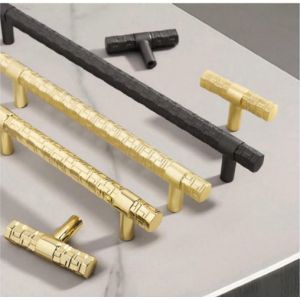 Gold Nordic Kitchen Drawer Wardrobe Brass Pull Handles Embossing Knobs Furniture