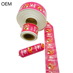 China Customized Logo Printing High Barrier Pvdc Plastic Sausage Casing Film on sale