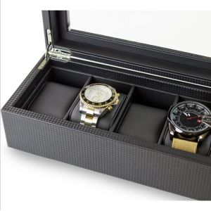 Customizable Luxury Leather Watch Case Velvet Lining Transparent Window For 6