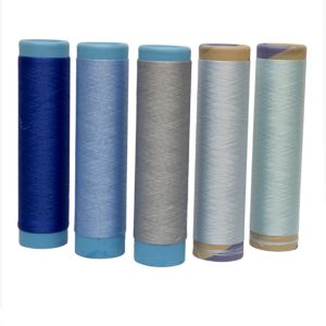 Cheap 150D 300D Dyed Colors 100% Polyester Filament Yarn For Weaving Overlock Clothing Socks for sale