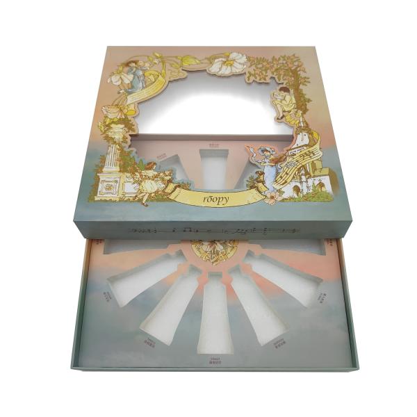 Paper Cardboard Packaging Box Printing 12 Bottles Skin Care Gift Box With Clear Window