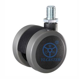 M10x15mm Stem Office Chair Casters Indoor Using Soft Pu Green Wheels