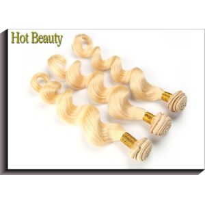 Machine Double Weft Virgin Peruvian Hair Extensions Natural Weave Blonde Color