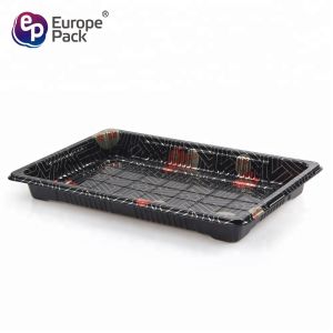 Best selling one time ps plastic square plate sushi tray with lid
