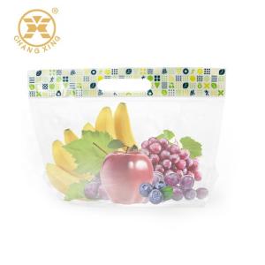 Cheap 0.5kg Fruits Vent Stand Up Zipper Pouch Clear Plastic Bags For Packaging With Handle Zipper for sale